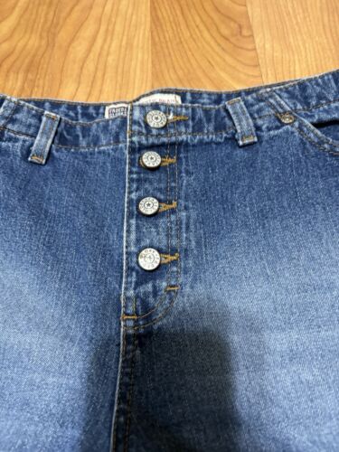 Pantaloncini corti vintage anni 90 sbiaditi gloria donna 14 bottoni mosca lavaggio medio denim Y2K - Foto 2 di 10