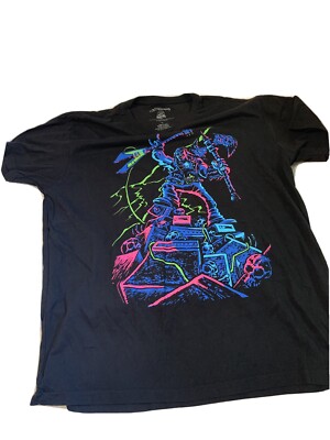 NEW Loot Gaming Double Fine Productions Black W/ Neon Graphic T-shirt Size Large