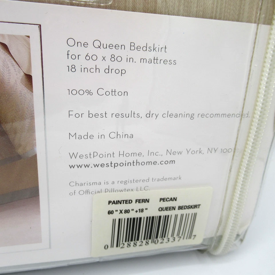 Falda Cama Queen Helecho Pintado Carisma Color Necana NUEVA 60x80 18" Caja Drop Plisada Foto 3 de 4