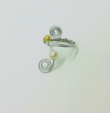  Umwickelter Silberring aus Aluminium, drahtumwickelter Ring, mit Kristallperlen