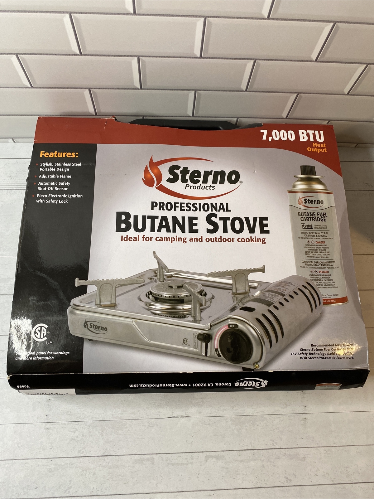 Sterno Butane Stove 7,000 BTU Butane Stove Stainless Steel In Plastic ...
