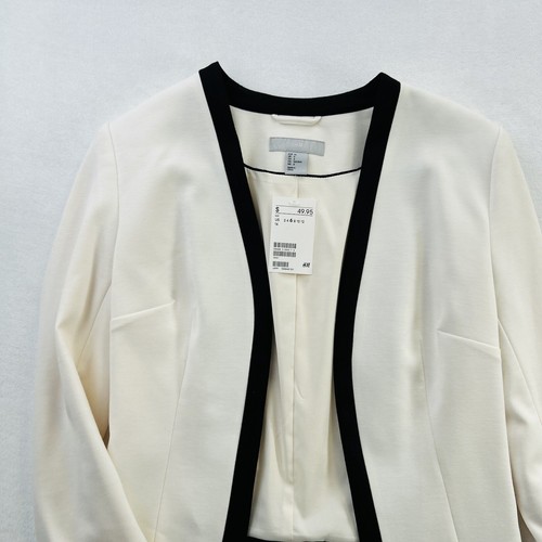 H&M Blazer Womens Size 6 White Black Long Sleeve Jacket Coat Preppy Ladies NEW - Picture 5 of 24