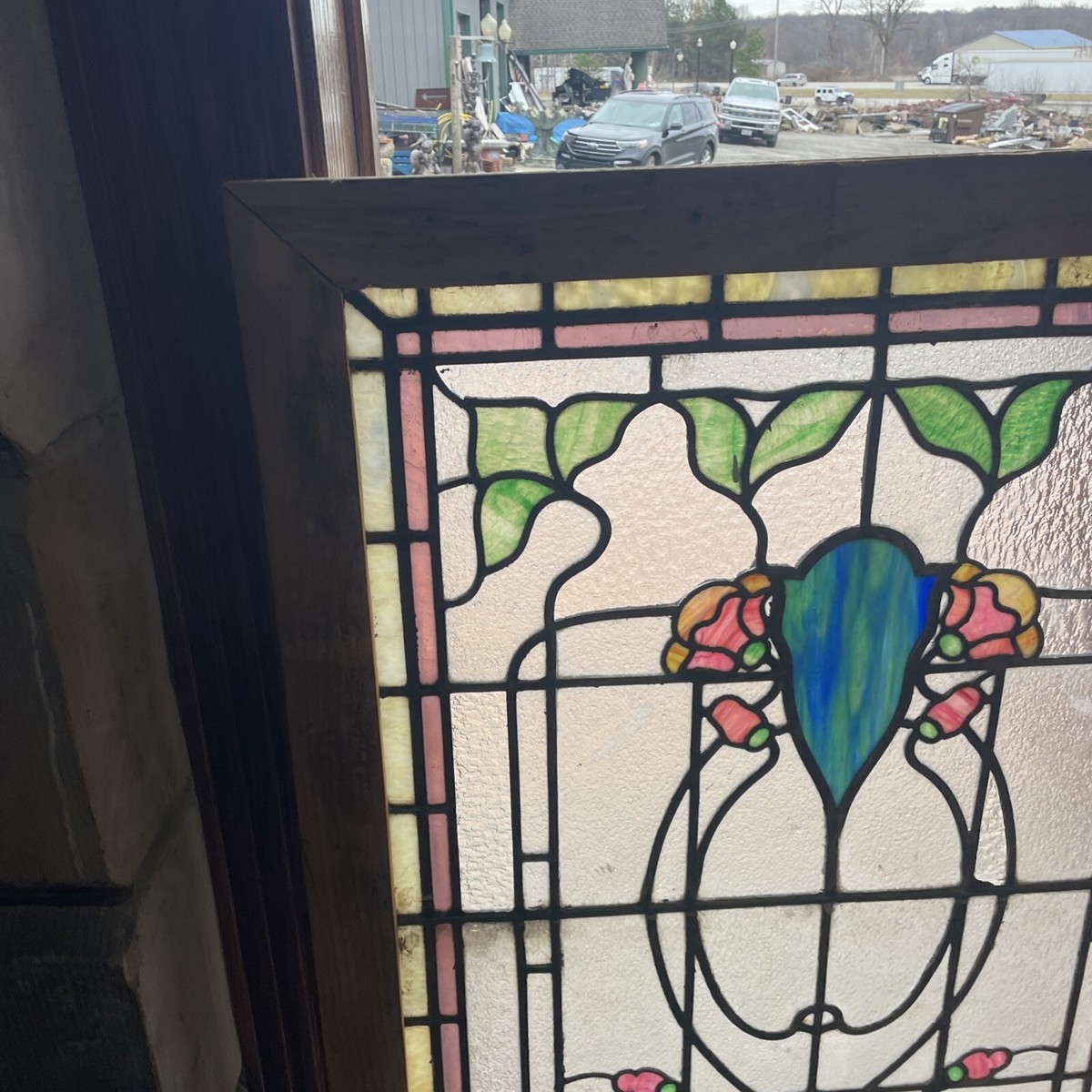 SG4825 antique art Nouveau Stained Glass Window 32 1/4 x 44