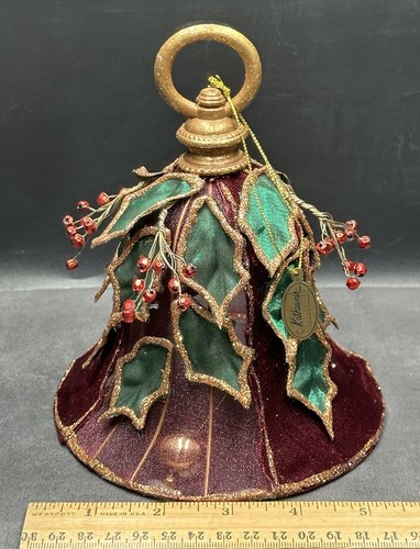 Katherine’s Collection Christmas Holly Bell Ornament SET (3) Velvet Tulle Bauble - Picture 20 of 23