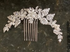 Sassy South Pearl Silver Marquis Crystal Formal Hair Comb Bridal Accessory