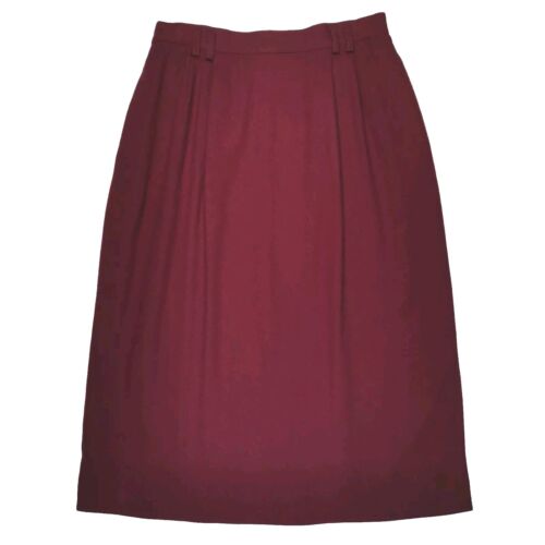 Leslie Fay Haberdashery Vintage 80's Maroon Long Midi Wool Skirt Women's Size 12