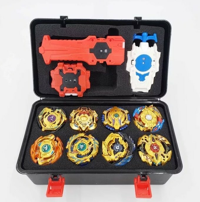 Toupie beyblade incassable en métal : le coffret 8 pièces dieu doré pour stopper l'ennui des enfants