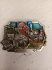 vintage siskiyou belt buckle American Farmer Combine Horse Plow Barn Silo