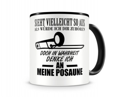 Samunshi Ich denke an meine Posaune Musik Instrument Tasse Kaffeetasse Teetasse