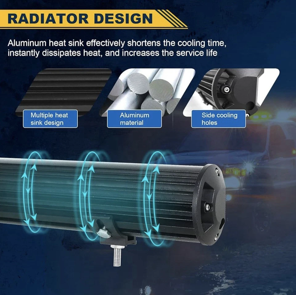 BARRA LED 288 WATT 28800 LUMEN 12v 24v 44 Cm Ideale Per Jeep 4x4 Mezzi Agricoli - Immagine 4 di 4
