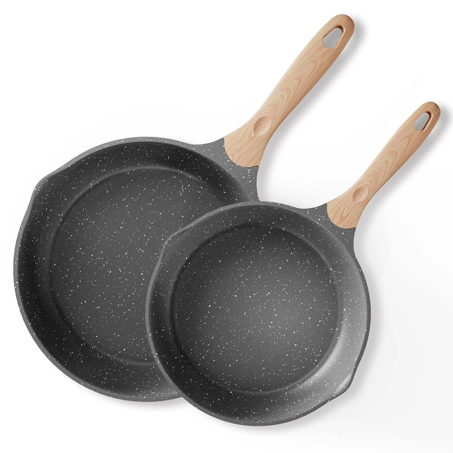 JEETEE Nonstick Frying Pans Set, Skillets Set 2 Pcs, 8" 10" Granite Non-Stick Fr
