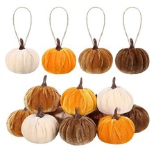 12 Pcs Velvet Pumpkins Fall Thanksgiving Pumpkins Hanging Ornaments Fall Tree...