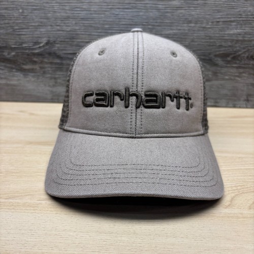 Carhartt Hat Cap Snap Back Gray Trucker Mesh Embroidered Logo Workwear