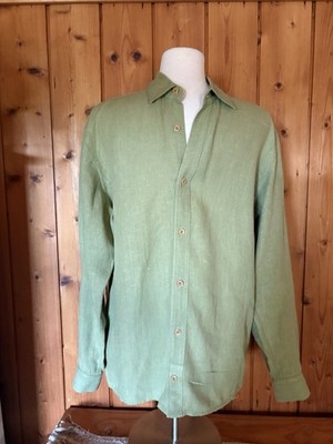 The Ecru Cannabliss Collection Rawhanique Ecolution Hemp Green Button Shirt L