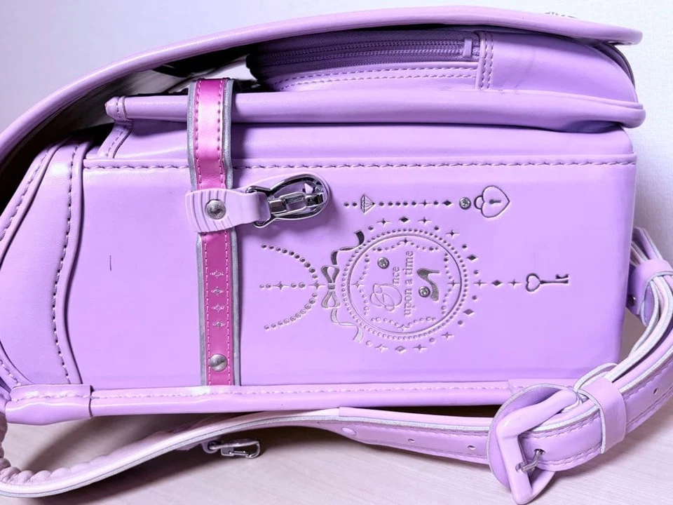 SHIBUYA Randoseru Purple Heart Zipper Pull Flap Opening Adjustable Straps - Image 4 of 4