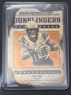 2022 Bowman's Best U Bo Nix Gunslingers & Bandits Die Cut #GB-8 Ducks Orange /25