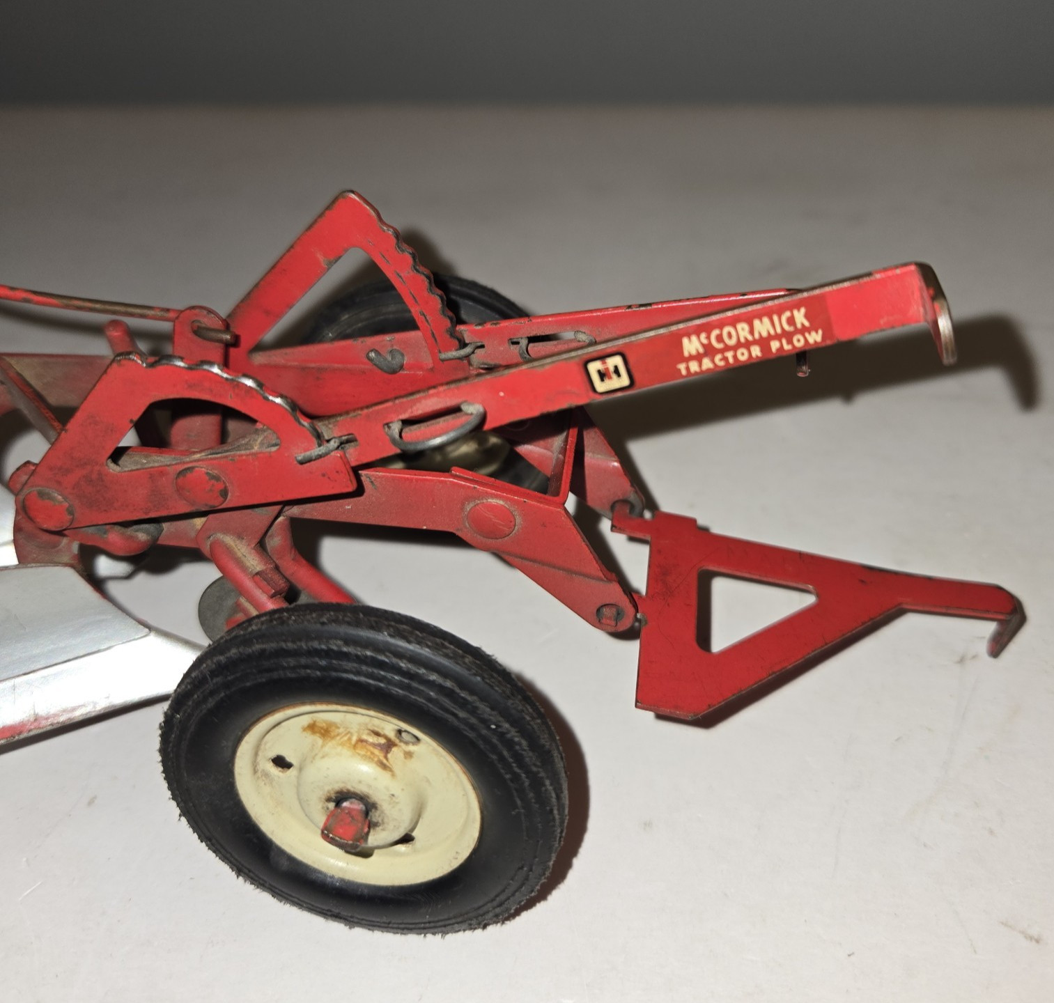 Vintage Eska McCormick Two Bottom Plow 1/16 Scale 1950s Metal Farm Implement Toy