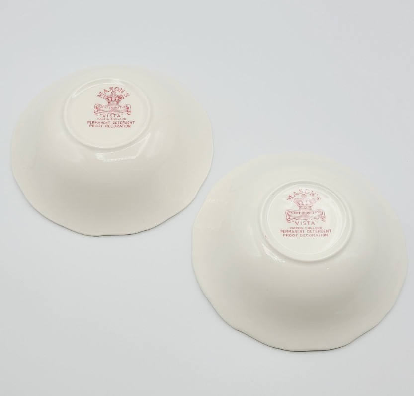 Vintage 1950s Mason's Vista Pink Ironstone Coupe Cereal Bowl Transferware