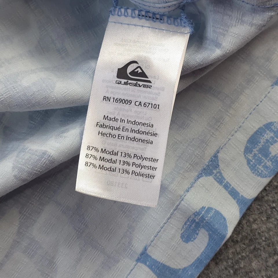 Nueva Camisa Quicksilver Waterman Pequeña Calce Cómodo Azul Hawaiana Manga Corta Foto 4 de 4