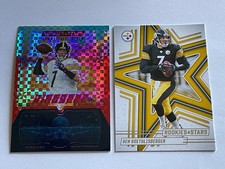 (2) 2025 Rookies & Stars Airborne Ben Roethlisberger #7 Red Plaid Prizm + Base