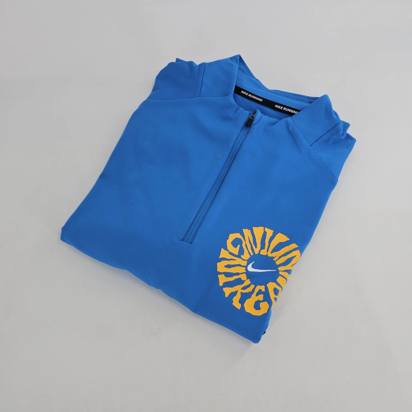 Nike Running Dri-Fit Energy 1/4 Zip Mens LARGE L Blue Active Top LS NEW