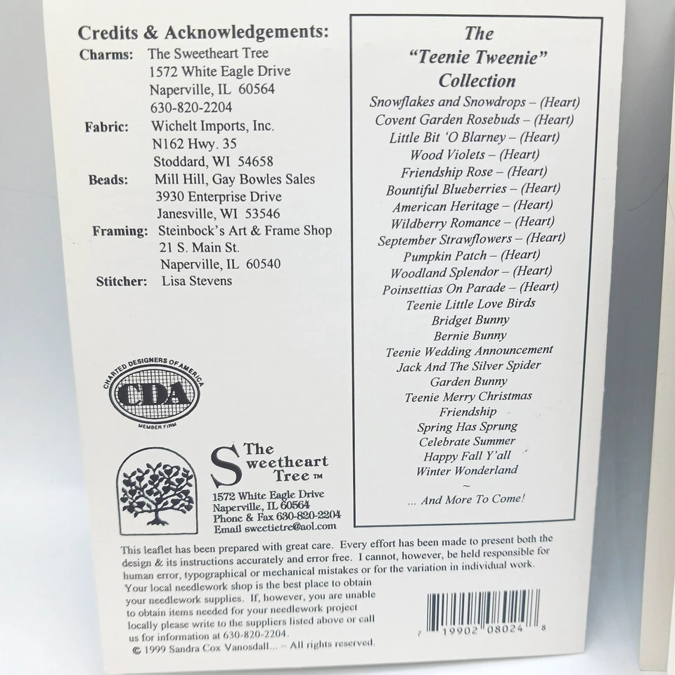 The Sweetheart Tree Teenie Tweenie Lot Of 2 Cross Stitch Patterns W/charms - Image 2 of 4