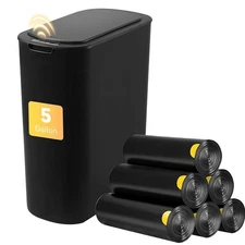 Bathroom Trash Can with Lid 5 Gallon Black Motion Senor Automatic Garbage 