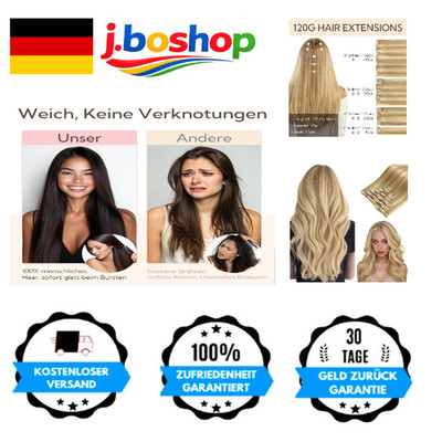 Clip In Extensions Echthaar 35cm 7 Stück 120g Hellblond Highlights Gold