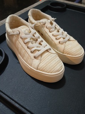 Roxy Sheilahh 2.0 Platform Sneaker Shoe Natural Ivory Womens Size 8 Y2k 