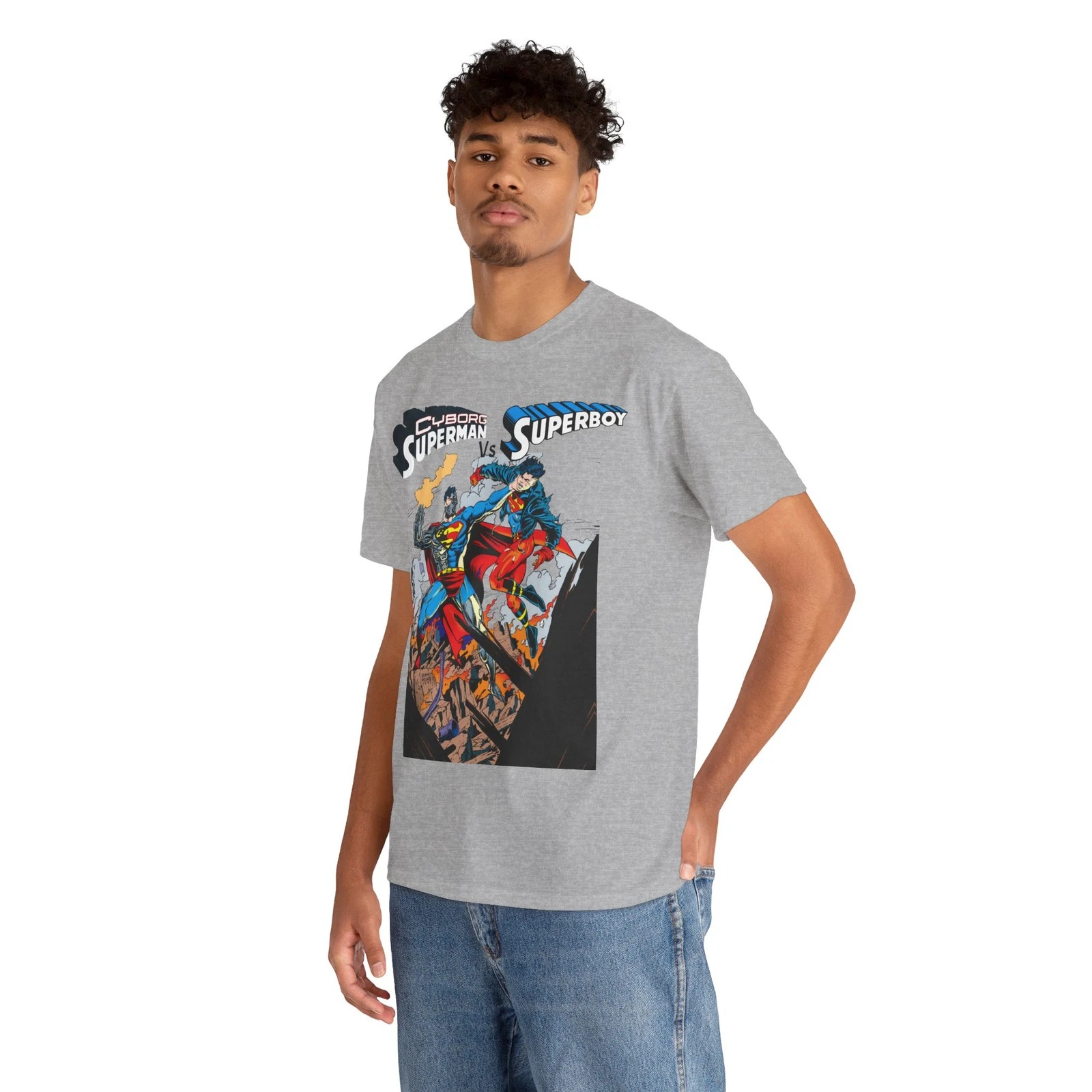Cyborg Superman Vs Superboy T-Shirt - Tom Grummett Art - DC Comics