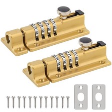 Combination Locking Bolt,2 Pack 4 Digit Slide Latch Lock 120 mm Gold  Zinc A...