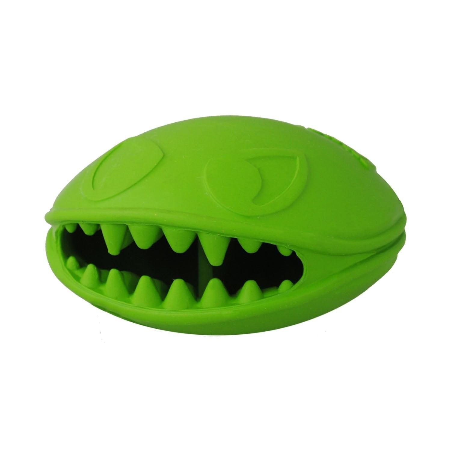 Monster Mouth Oval Dog Toy/Treat Holder, 4 Inches, Green
