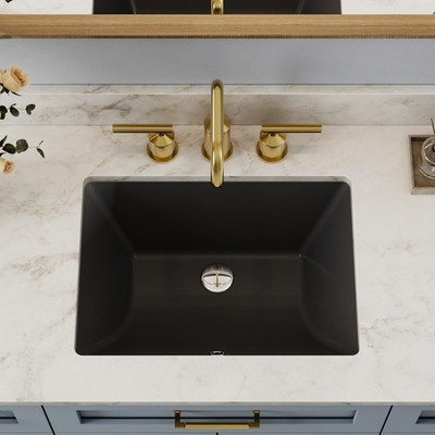 Undermount Bathroom Sink 20x15 Under Counter Vessel Sink with Overflow Ceramic