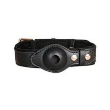 Genuine Leather Dog Collar with Smart Tag Holder Compatible with AirTag, Scra...