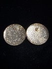 Vintage Cloisonné Bird Earrings Blue Enamel Gold Tone Round Pierced Earrings — photo 3