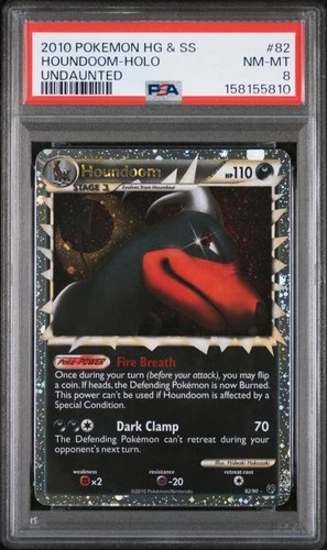 2010 POKEMON HEARTGOLD & SOULSILVER UNDAUNTED #82 HOUNDOOM-HOLO PSA 8