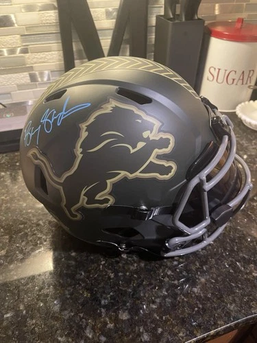 Barry Sanders Signed Lions Salute to Service Full Size Helmet Schwartz COA