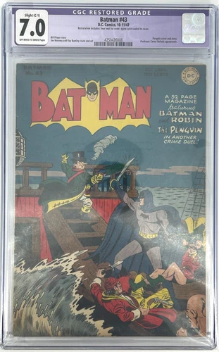 Batman #43 1947 CGC Restored Graded 7.0 DC Comic Off-White to White Pages