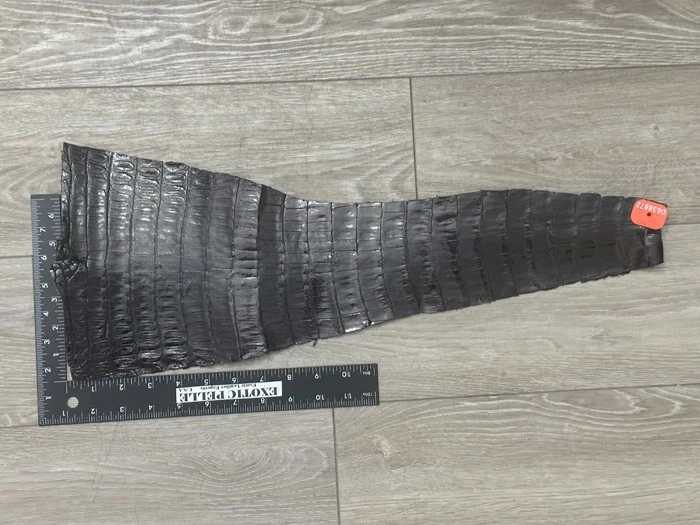 Cola de vientre de cocodrilo genuino negro piel de cuero cocodrilo real 872 Foto 2 de 4