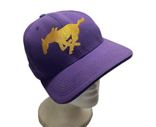Vintage Made In USA Purple and Gold Running Mustang Snapback Hat Cap