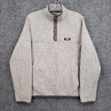 LL Bean Sweater Fleece Pullover Mens M Medium Gray 1/4 Snap Long Sleeve Outdoor