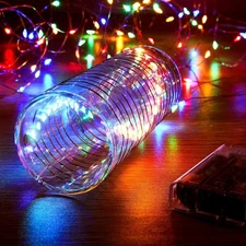 2 Pack 16.4ft Battery Operated String Lights with Timer, Multi Color with Synchr