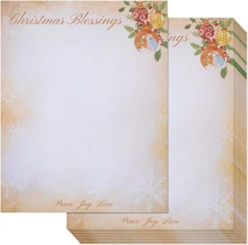 100 Sheets Christmas Letterhead Paper 8.5x11 Inch Festive Stationery Paper
