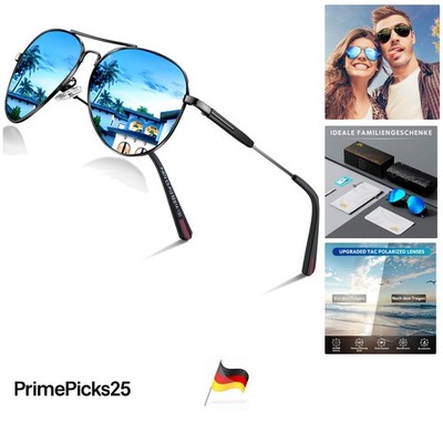 DADA-PRO Sonnenbrille polarisiert Damen Herren Metallrahmen UV400 Schutz Pilo...