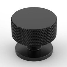 10 PCS Knurled Cabinet Knobs Matte Black 1.2 Inch Round Drawer Pulls Single