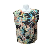 Flying Tomato NWT Women’s Medium Top Tropical Print Sleeveless Island Shirt New