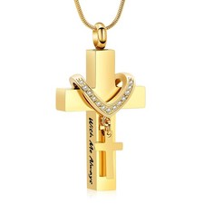 Cremation Jewelry for Ashes Pendant - Cross Urn Necklace with Mini Keepsake - 04