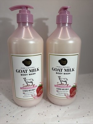 Shower Mate Pure & Natural Goat Milk Body Wash Strawberry Soothing 27.05 oz 2pk