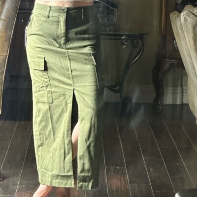 Jason Wu Army GREEN MIDI CARGO SKIRT Stretchy XS (4) NWT$280