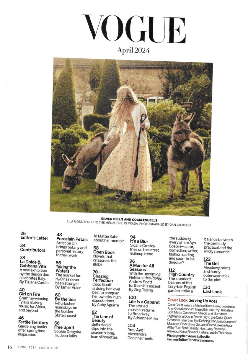 Vogue Magazine Coco Gauff Spring Fashion Bella Hadid Lila Moss Ayo